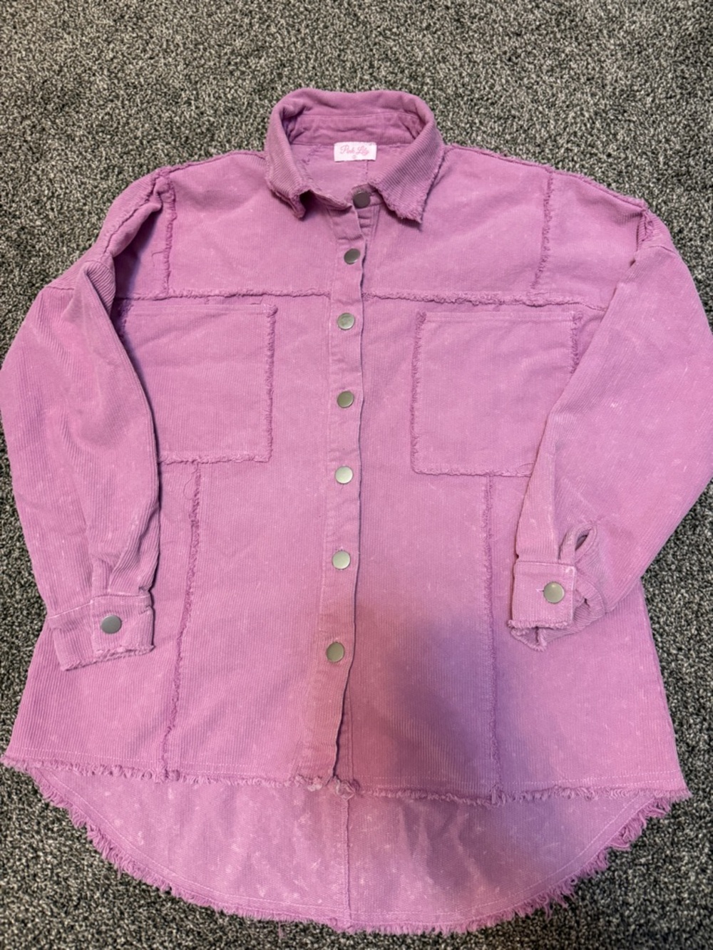 Pinklily Lilac Button-Front Corduroy Shacket